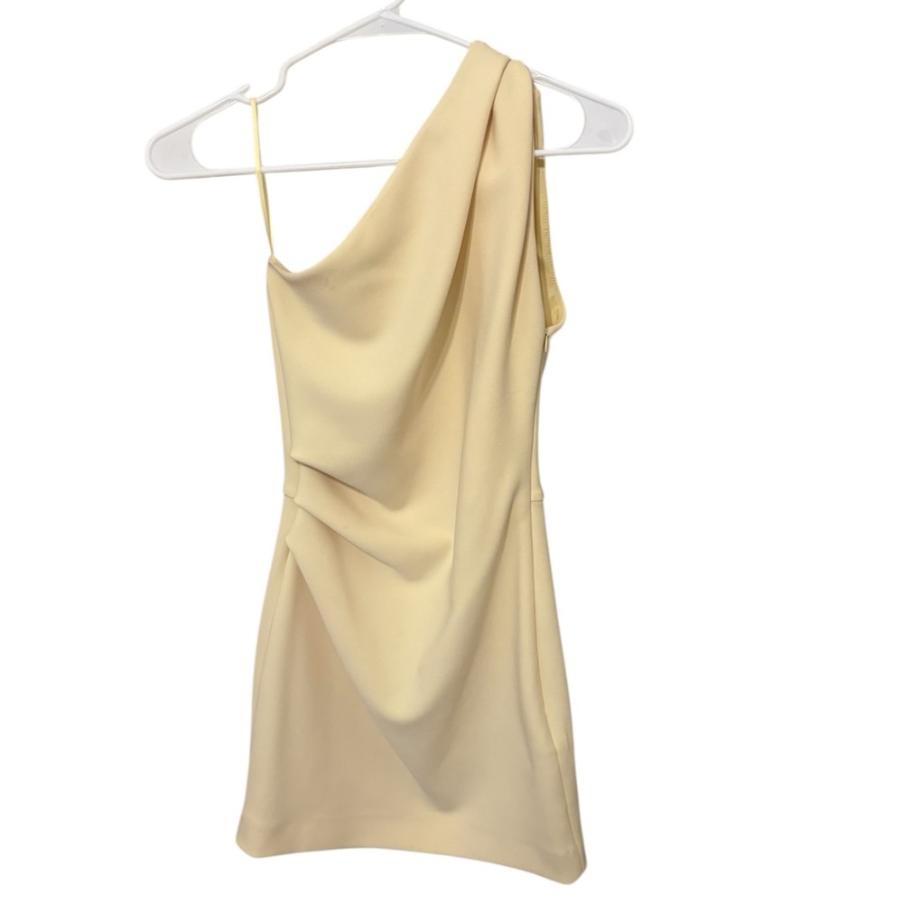 Bec & Bridge Yellow One-Shoulder Mini Dress